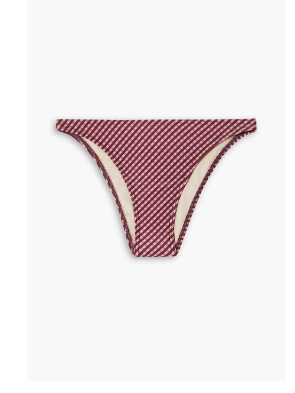 Peony Swimwear Gingham Bikini Bottom XS Burgundy NWT